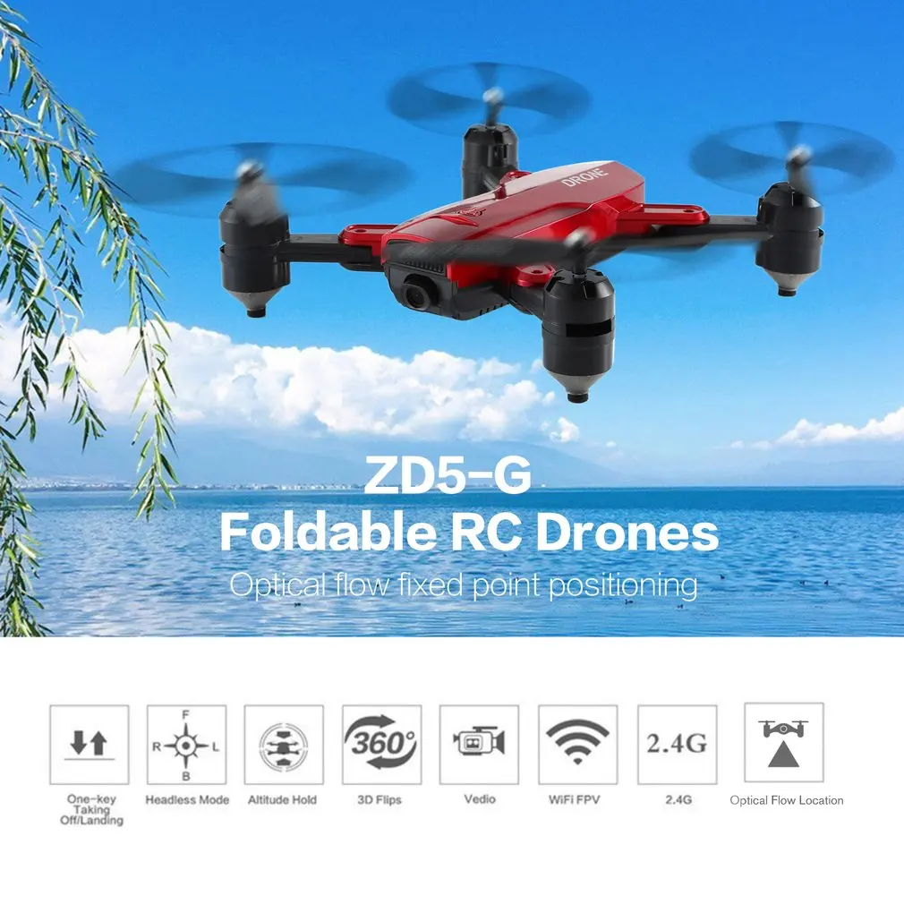 

ZD5-G Foldable RC Drones With 720P/1080P/4K WIFI Optical Flow Dual Camera FPV RC Helicopter Aircraft Model Toys Smart Follow