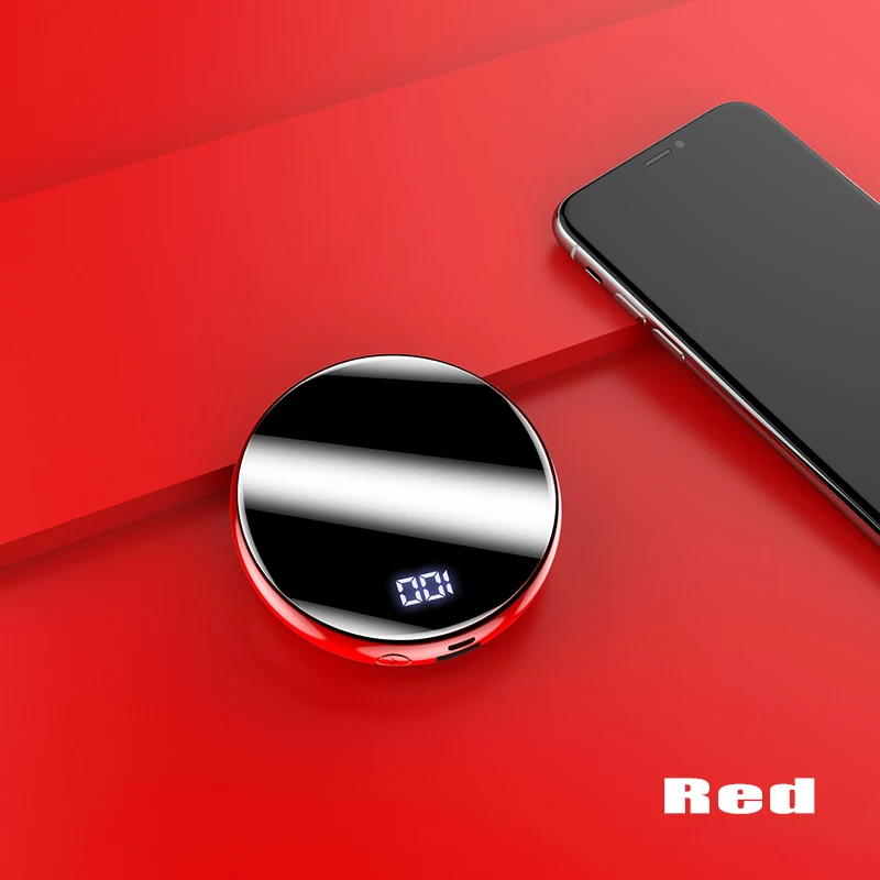 Power Bank for Xiaomi Mi IPhone, Mini Pover Bank 10000mAh LED Display Powerbank External Battery Poverbank Fast Charging - Цвет: Red-10000mAh