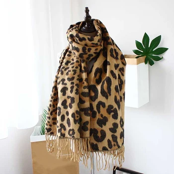 

Brown Poncho Leopard Femme Women Winter Blanket Scarf Warm Soft Cashmere Thicken Long Ladies Tassel Scarves Poncho Foulard 2020