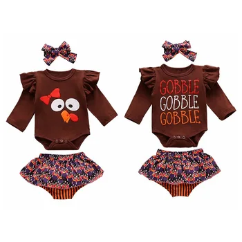 

Baby's Halloween Clother Set Cartoon Printed Long Sleeve Romper + Briefs + Hairband 3pcs Set2