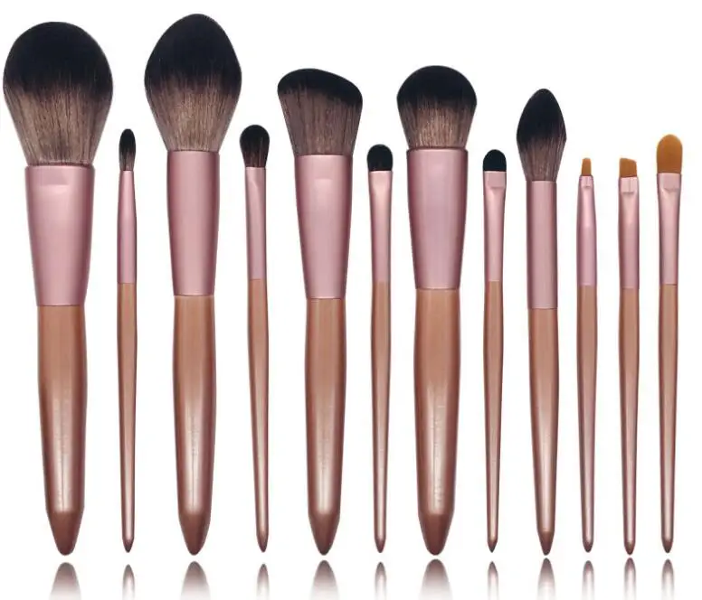 12 пьезas de pinceles de maquillaje, juegos, Maquiagem fundacion polvo rubor Cosmetica de sombra de ojos de las mujeres belleza