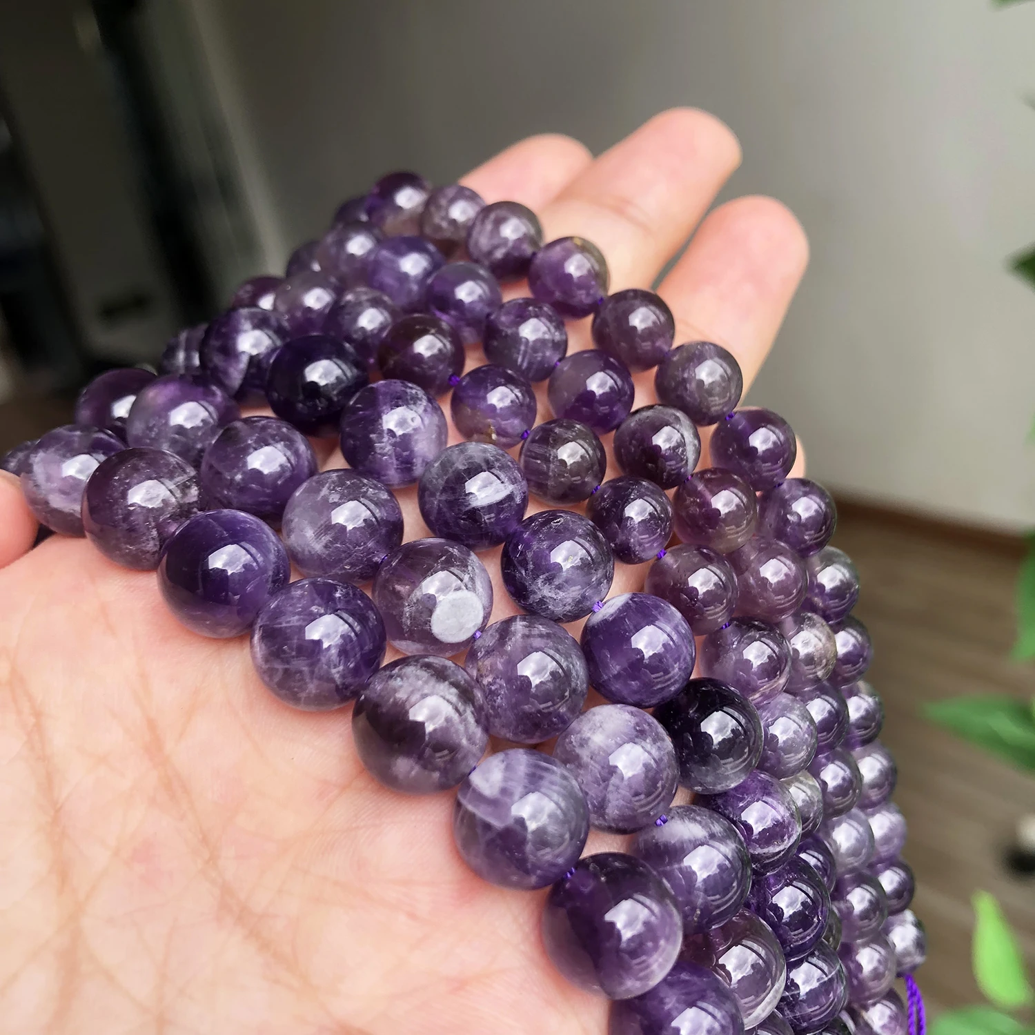 KYEYGWO Ametista, Pietre Rotonde, Perline Sciolte, 8 Mm, Energetiche, Per La Creazione Di Gioielli, Fai Da Te, 38 Cm - Foto 7