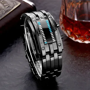 

Luxury Men's Watch Stainless Steel Date Digital Led Sports Bracelet Wrist Watch Creative Personality Analog Mens Watches Relogio