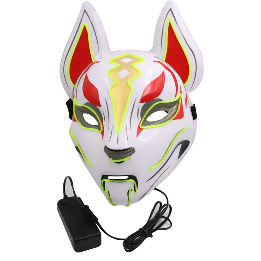 Светящиеся лисы Kitsune шлем дрейф светодиодный светящиеся маски для косплея день рождения Хэллоуин костюм вечерние реквизит