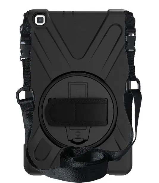 Чехол для Samsung Galaxy Tab A 8,0 T290 T295 SM-T290 T297, безопасный сверхмощный вращающийся ремешок/подставка+ плечевой ремень - Цвет: Черный