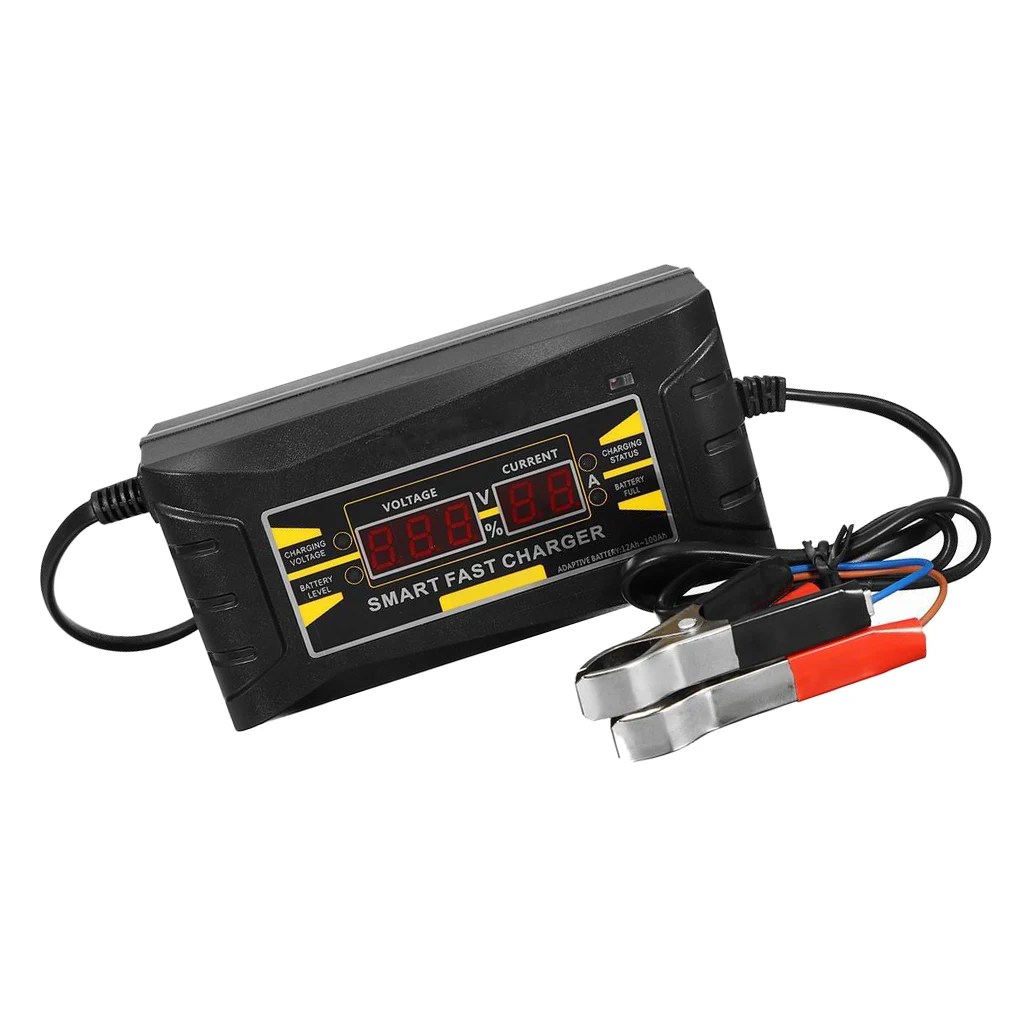 12V 6A Motorcycle Smart Fast Battery Charger with LCD Display EU Plug 