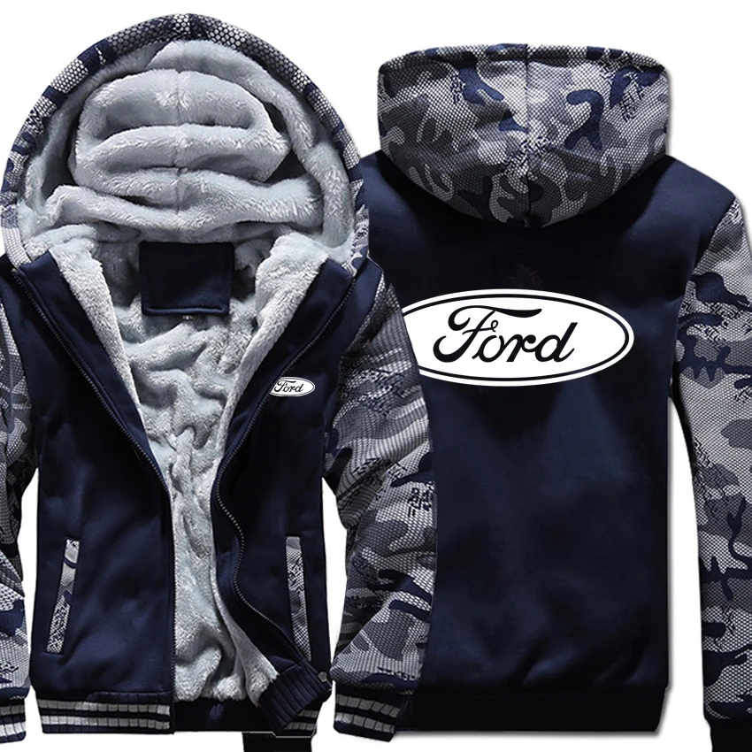 Ford толстовки Зимний камуфляжный чехол куртка мужская шерстяная подкладка флис Ford мужская Толстовка - Цвет: As picture