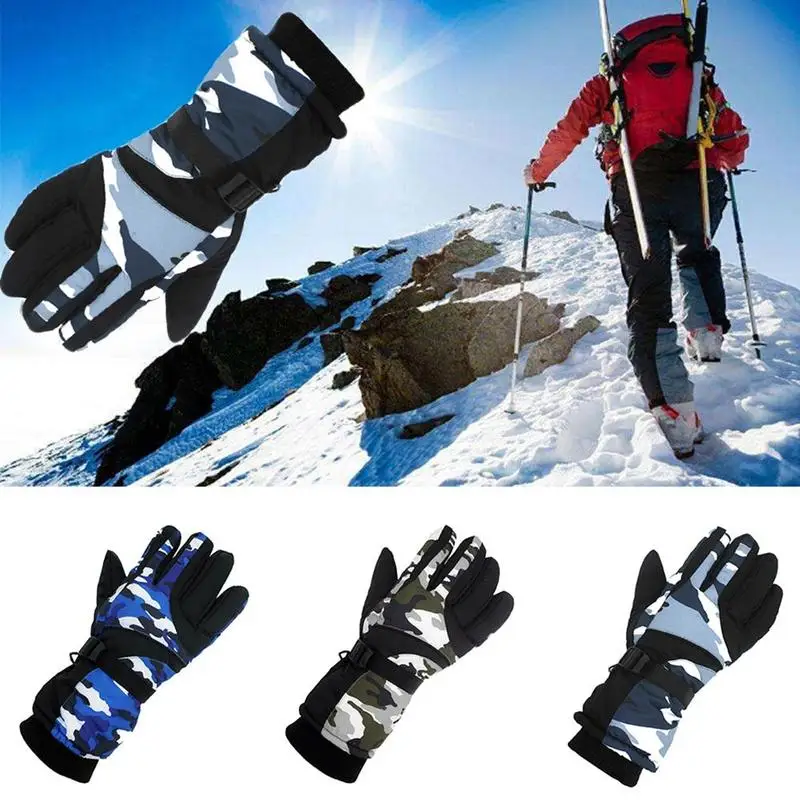 Теплые лыжные перчатки для езды на мотоцикле, снегоходах, перчатки для сноуборда, Сверхлегкие Водонепроницаемые зимние флисовые перчатки
