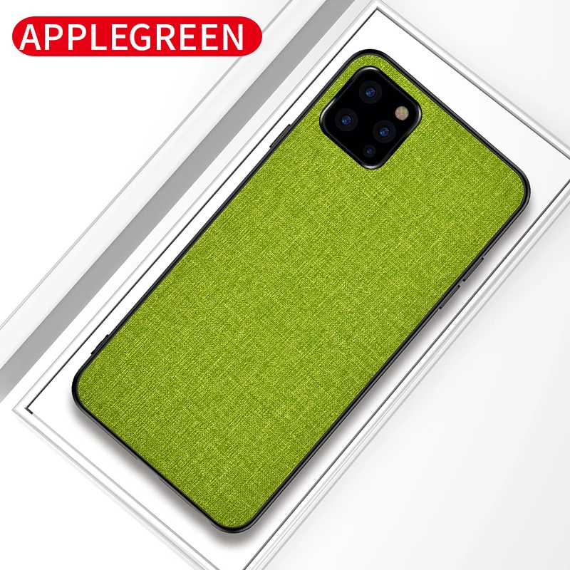 Зеленый Мягкий край для iPhone 11 Pro Max XS XR тканевый ПК Гибридный чехол для iPhone 8 7 6 6s Plus Чехлы Coque - Цвет: Зеленый