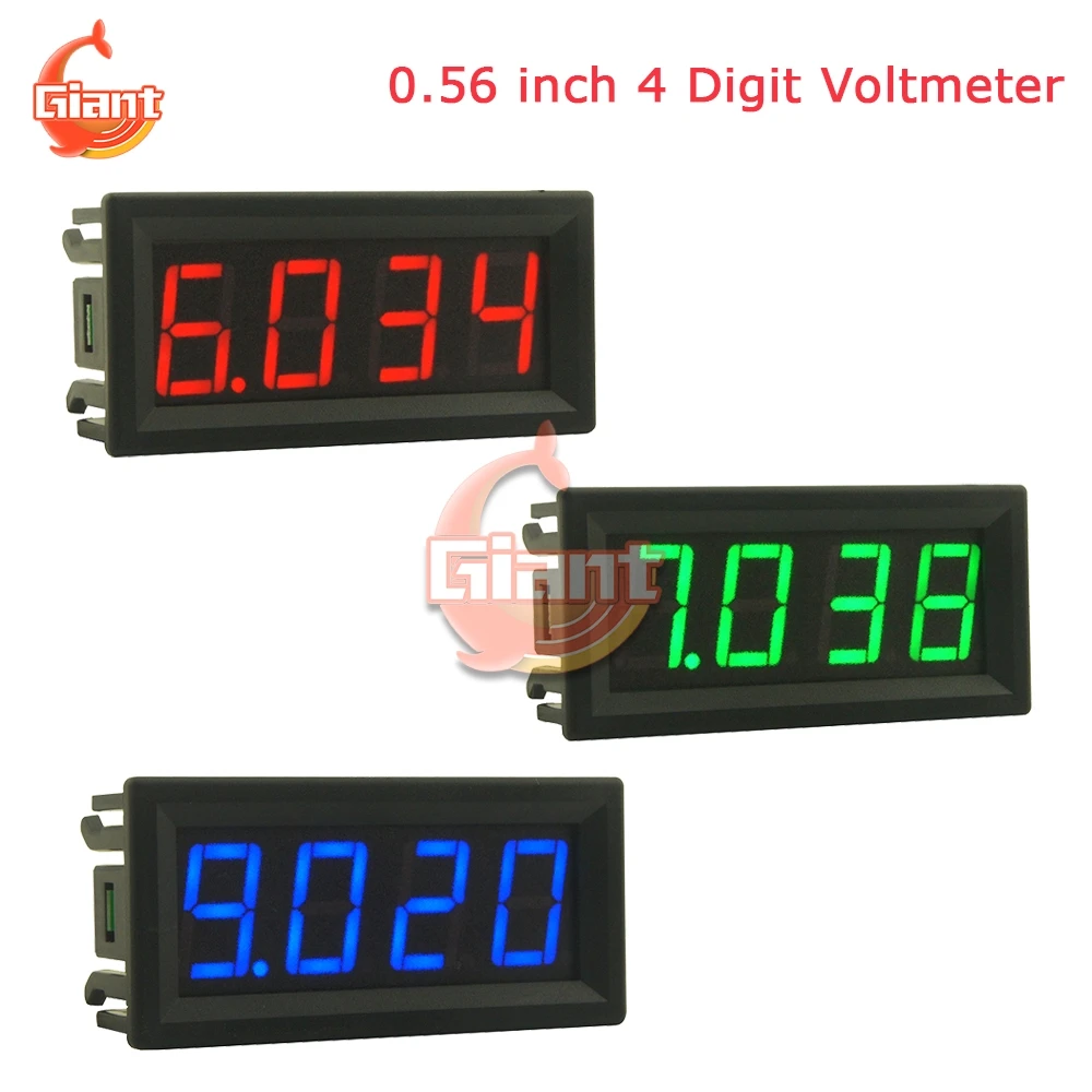0.56 "Dc 0 - 100V Mini 4 Bit Display A Led Digitale Voltmetro Voltmetro Volt Tester Monitor Pannello Rosso Verde Blu Per Auto Auto