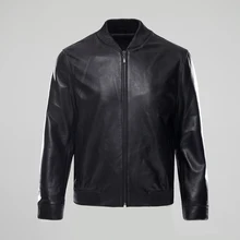 Заводская Новинка, Мужская черная повседневная куртка из натуральной кожи, настоящая тонкая овчина, русские кожаные пальто, S-XXL