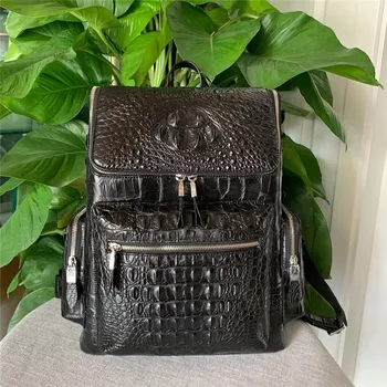 

Authentic Real Crocodile Skin Men's Large Casual Backpack Genuine Exotic Alligator Leather Male To-handle Travel Bag Back Pack