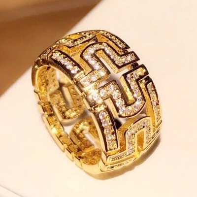 Gold ring Модные дизайнерские браслеты из розового золота, наборы колец, безопасная форма замка, высокое качество, циркониевый набор украшений для женщин, роскошный подарок - Окраска металла: Gold ring