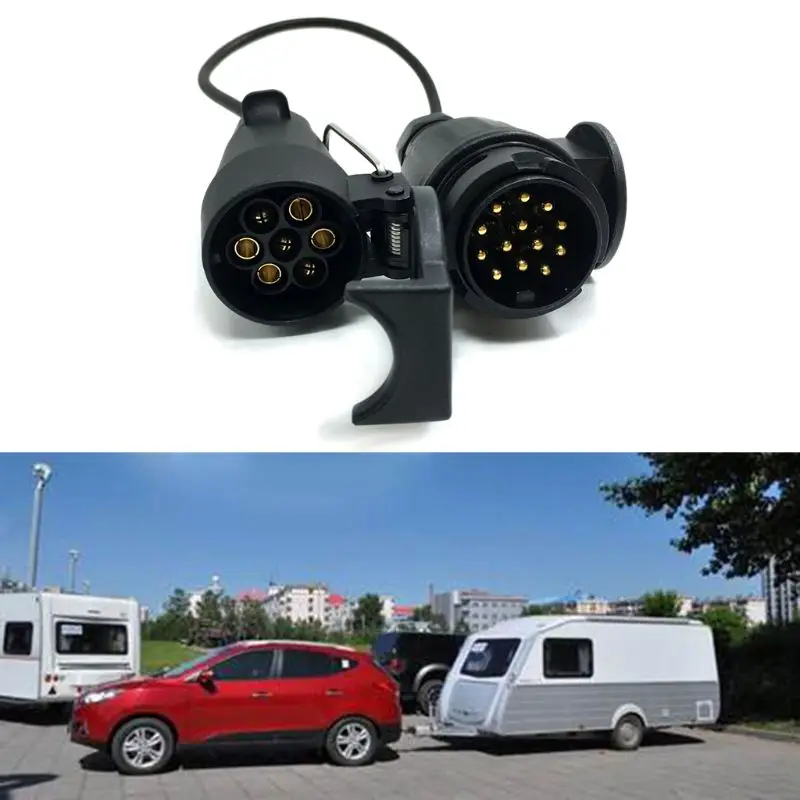 

7 Pin To 13 Pin Trailer Adapter Lead Converter With Cable Wiring Connector 12V Plug Socket A6HE