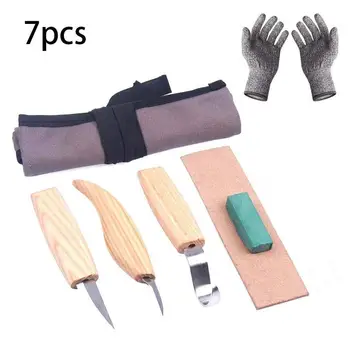 

6pcs Woodcarving Cutter Set DIY Chisel Chip Knives with Cut-proof Gloves Tools