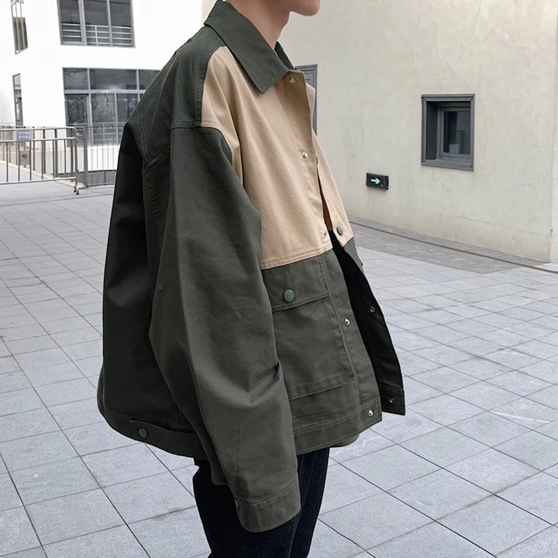 

2019 Early Autumn New Korean Men's Loose Retro Contrast Color Tooling Embroidery Wash Japanese BF Wind Casual Jacket