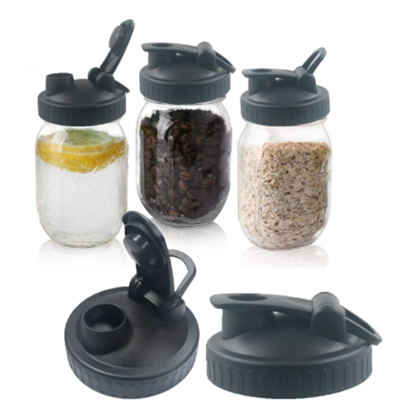 

SHGO HOT-5Pcs 86Mm Food Grade Fresh Cover for Mason Jars Lids Reusable Sealed Cover Flip Cup Lid Multifunctional Mason Bottle Ca