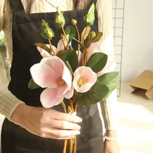 Simulation Magnolia Flowers Wedding Artificial Bouquet for Home Office Banquet Decoration
