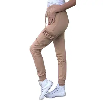 

Casual Women Pants Pencil Pants Multi-Pockets Plus Size Straight Slim Pants Loose wooden ear straps Long Pants Easy to match