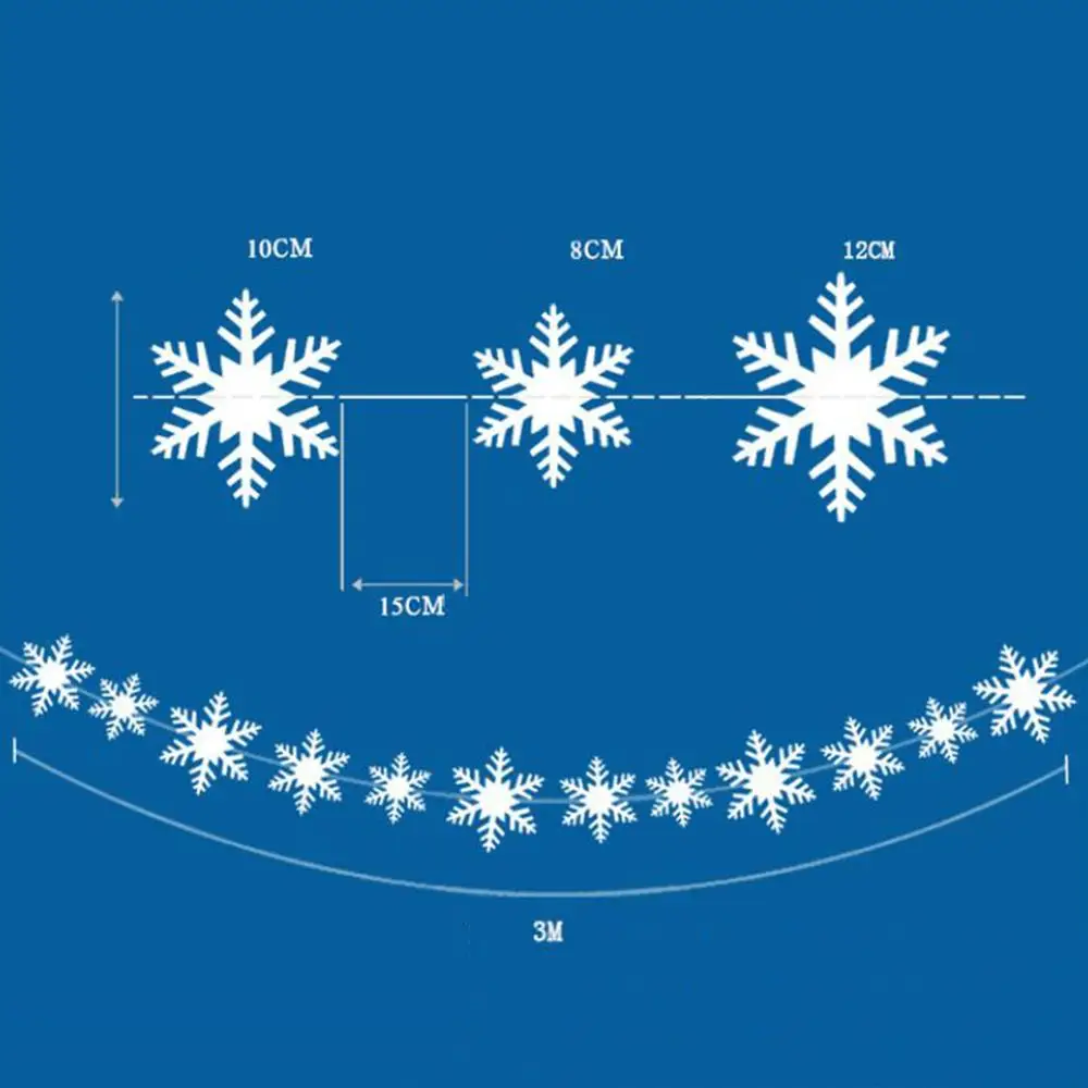 12 шт./компл. 3D Белые снежинки Рождество украшения для рождественской елки висит украшение Бумага гирлянды светодиодные стены окна висит декор