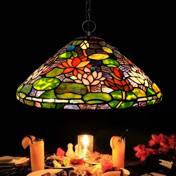 

Manufacturers selling 16 inch tiffany chandeliers lotus pond moonlight restaurant bedroom balcony lamp glass chandeliers