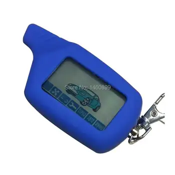

Top Quality A91 LCD Remote Control Key + Blue Silicone Case For Russian Version 2 Way Car Alarm System Starline A91 Keychain