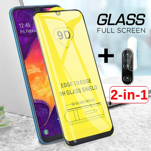 2 in 1 a50 camera glass on the for Samsung galaxy a 50 screen protector 50a tempered glas protective lens tremp sheet armor film