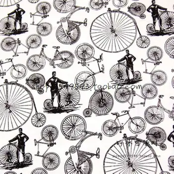 

50*110cm Cotton Plain Weave Retro Bicycle Printing Fabric Patchwork Cloth DIY Sewing Quilting Material Needlework Handmade Dress