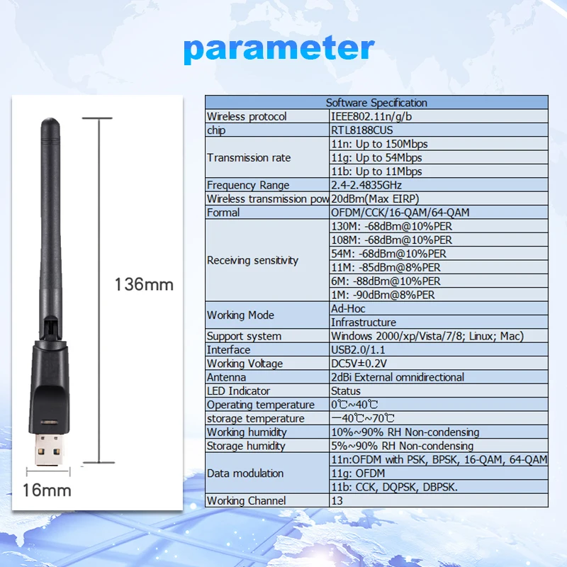 Wifi антенна Apdater 150 Мбит/с USB Wifi адаптер мягкий AP 2dBi беспроводная сетевая карта IEEE802.11n Wifi приемник для настольного ноутбука