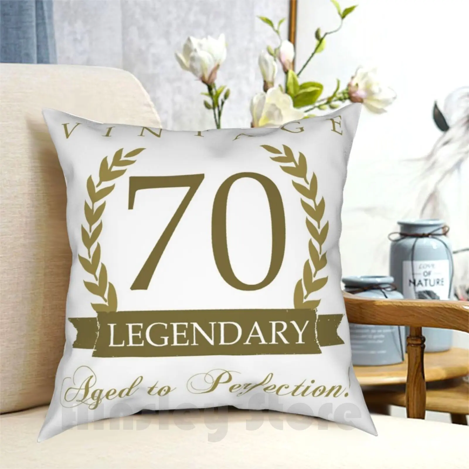 

Legendary 70Th Birthday Pillow Case Printed Home Soft DIY Pillow cover 70 70Th Birthday Turning Year Old Age Gold Funny