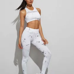 Chándal Tie Dye para mujer, conjunto de Top y pantalones cortos, ropa de verano para mujer, Leggings apilados, traje de Fitness, 2 piezas