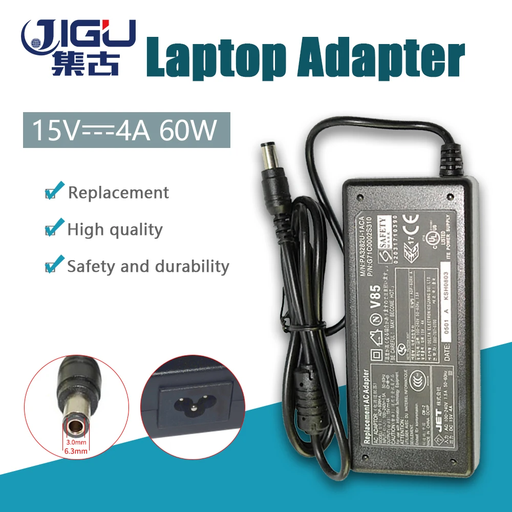 15V 4A 6.3*3.0MM 60W Replacement For Toshiba Satellite PA3282U-1ACA PA2450U-00489A Laptop AC Charger Power Adapter Free shipping |