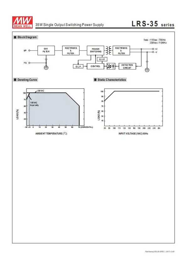 Бренд MEAN WELL представляет LRS-35 50 75 100 W 3,3 V 5V 12V 15V 24V 36V 48 V meanwell LRS-100 3,3 до 5 лет, 12 предметов в упаковке 15 24 36 48 V 100 W импульсный источник Питание