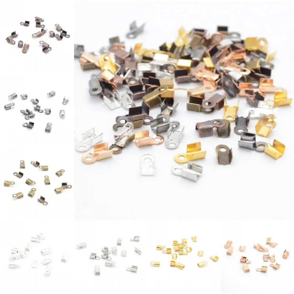 

Jewelry Findings Diy 6*3mm Small Cord End Tip Fold Over Clasp Crimp Bead Connector DIY Jewelry Making