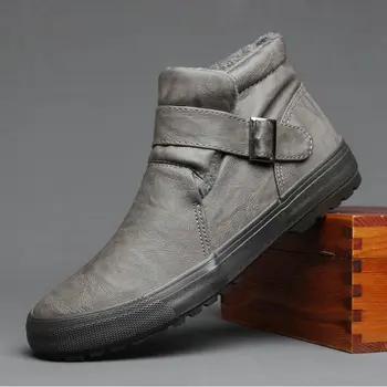 

Men Winter Boots Casual Leather Shoes Winter Men Shoes Fashion Brown Leather Boots For Men Casual Snow Boots A22-06