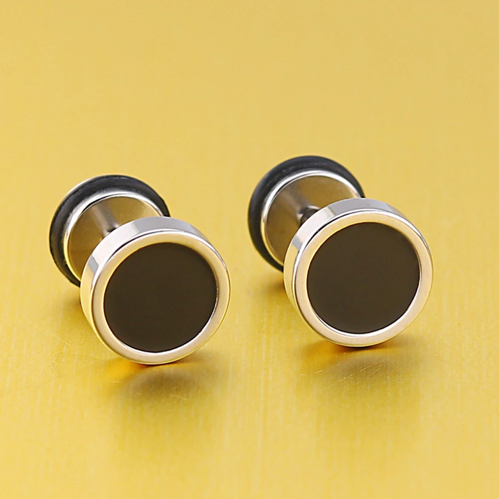 Черные круглые серьги-гвоздики из нержавеющей стали 10 мм простые классические