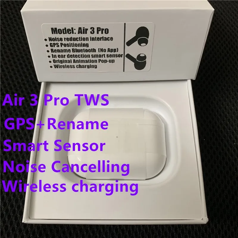 2020 tws Air 3 Pro Wireless Bluetooth 5.0 Earphone 1:1 Smart Sensor sports Earbud Hifi Gift Headset For Apple iPhone Android