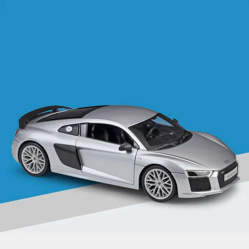 Maisto литая под давлением модель автомобиля R8 V10 Plus 1:18 из металлического сплава Высокая симуляция автомобилей с базой Игрушки для мальчиков подарки для мальчиков - Цвет: Серый