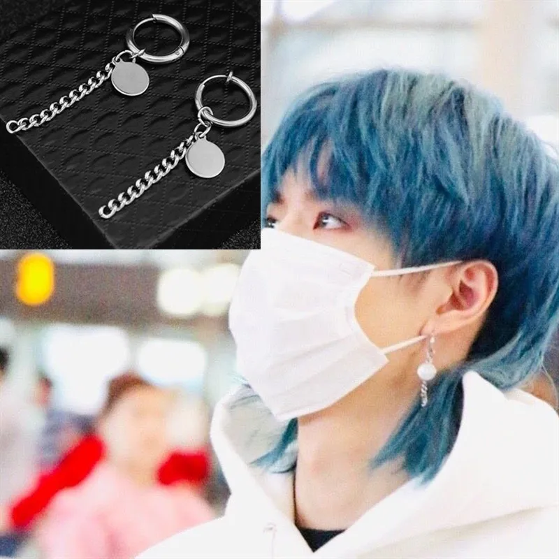 Korea KPOP DNA Bangtan Boys Album stainless steel Chain Stud Earrings Jewelry Accessories For Mens Womens | Украшения и