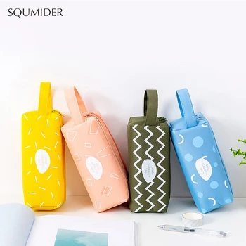 

Creative pencil case new simple geometric large capacity pencil case double-layer portable school supplies stationery