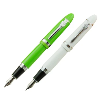 

Jinhao 2 Pcs 159 Fountain Pen Student Special Fountain Pen Autograph Pen, White & Silver Trim Green