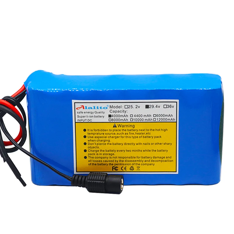 Большая емкость 24V 4Ah 7S2P 18650 батарея литий ионный аккумулятор 29 4 v 4000mAh