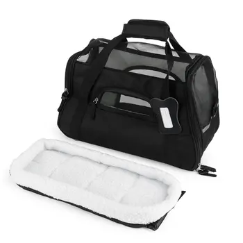 

Pet Dog Carrier Cat Puppy Kitten Portable Travel Bag Adjustable Strap Safety Belt Buckle Comfortable Soft Bed Lightweight