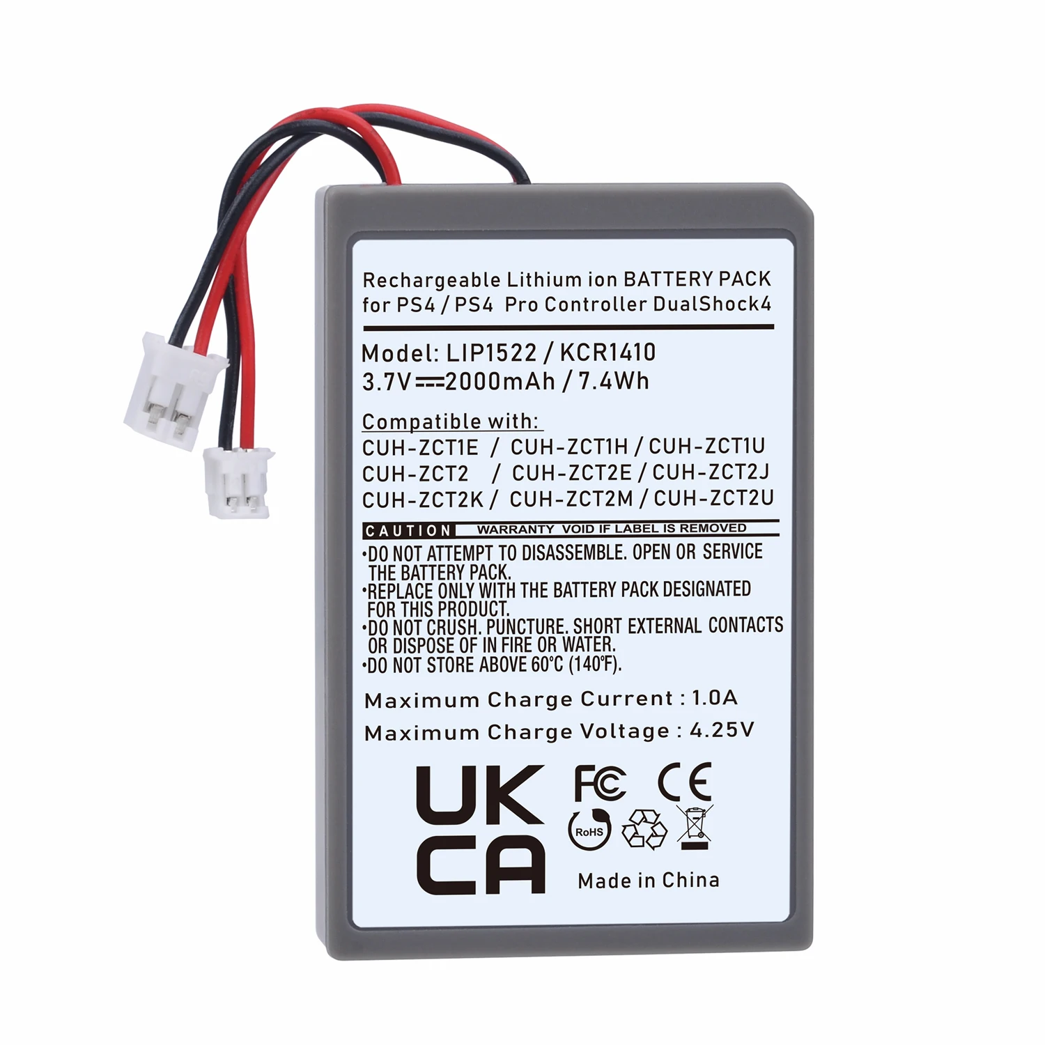 Controlador Bateria para Sony Playstation Dualshock va v2 Cuh-zct1e Lip1522 Kcr1410 Controlador sem Fio 2000mah Ps4 Ps4pro - Image 3