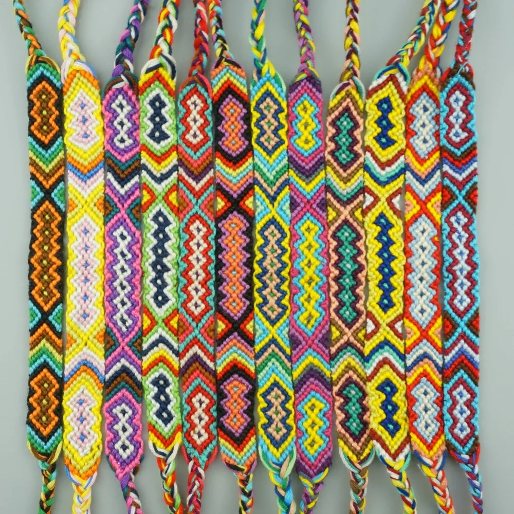 AMIU 12pcs Bohemian Weave Cotton Friendship Bracelet Brazilian Woven Rope String Handmade Bracelets Packing Sets For Women Men | Украшения