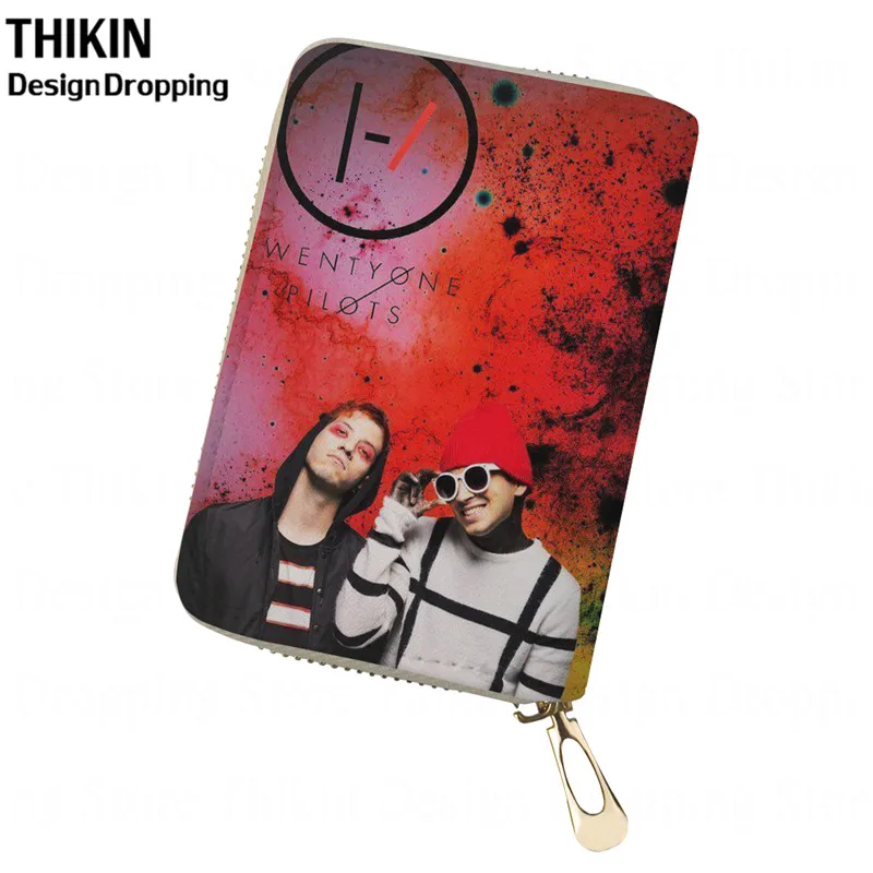 THIKIN индивидуальный держатель карт Twenty One Pilots Rock Band кошельки модные женские кожаные чехол для паспорта PU мужские визитницы - Цвет: as picture