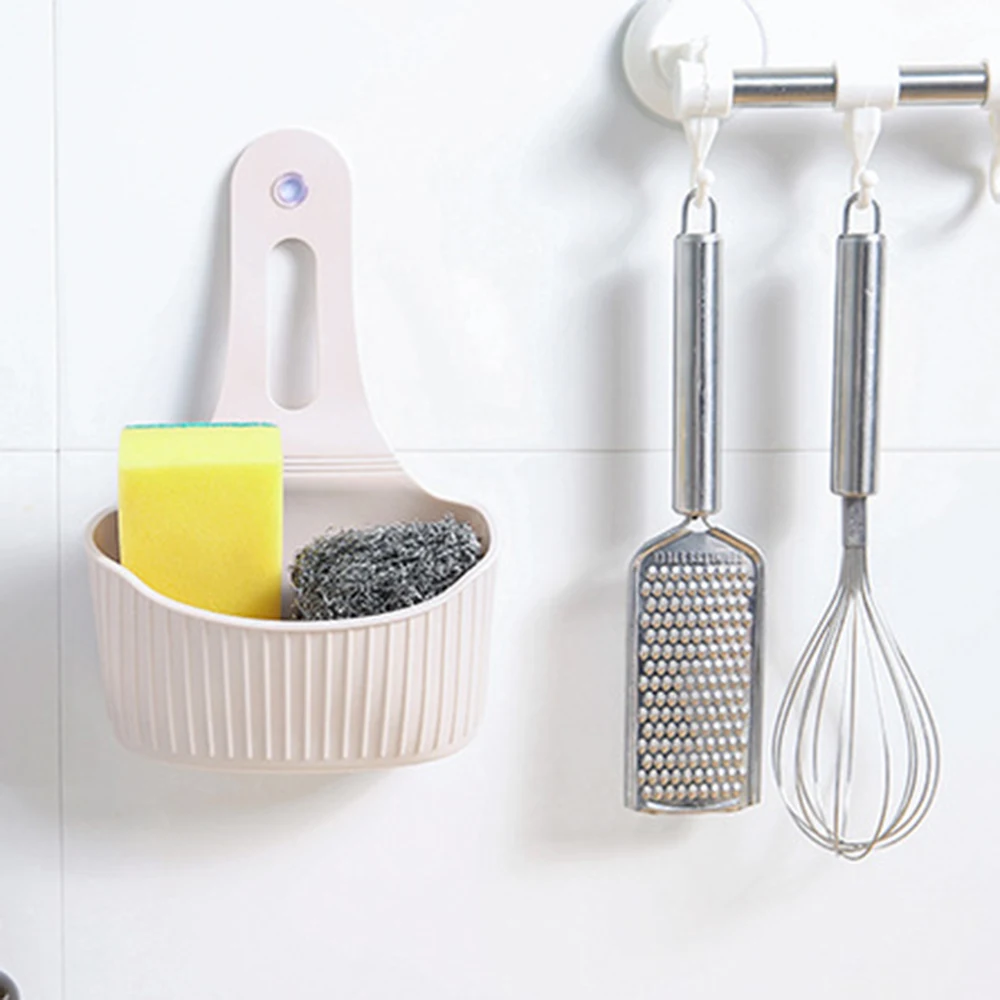 16*9CM Kitchen Seamless Suction Cup Drain Hanging Storage Basket Bathroom Living Room Home Storage Basket