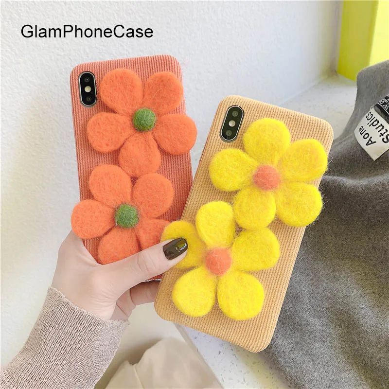 

GlamPhoneCase Corduroy Flowers Phone Case For iPhone11Pro/Max X XS Max XR Soft Silicone Cover For iPhone11 7 8 6 6s Plus Case