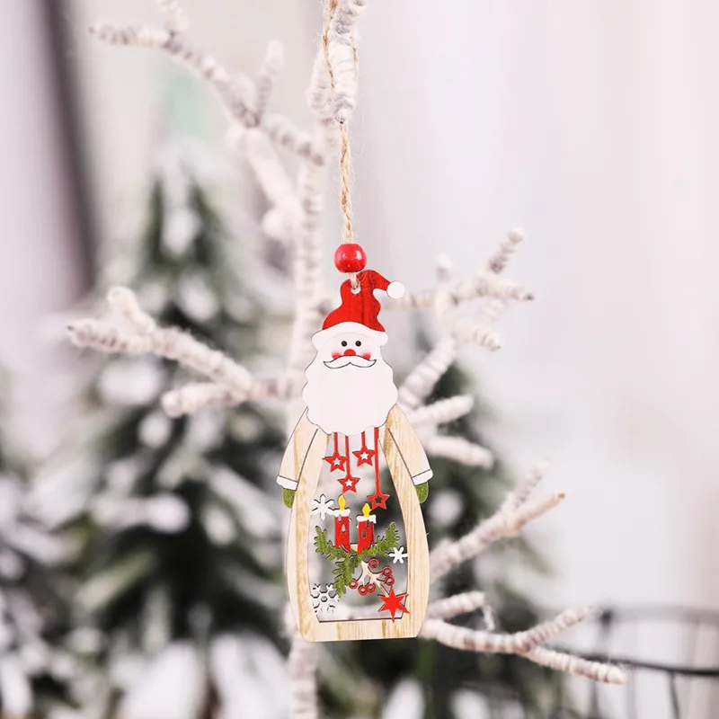 1 шт Рождественский Снеговик Санта Клаус лося Деревянные Подвески, украшения на Рождество Дерево DIY Изделия из дерева для детей подарок для дома вечерние украшения