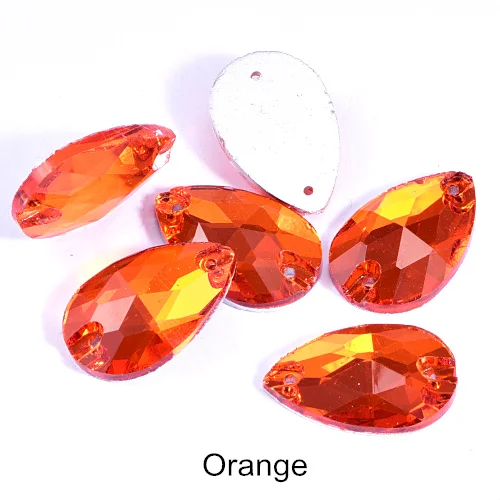 Orange 6 размеров, цветные каплевидные стразы из стекла AB с отверстиями, красные стразы для шитья свадебного платья B0153 - Цвет: Orange